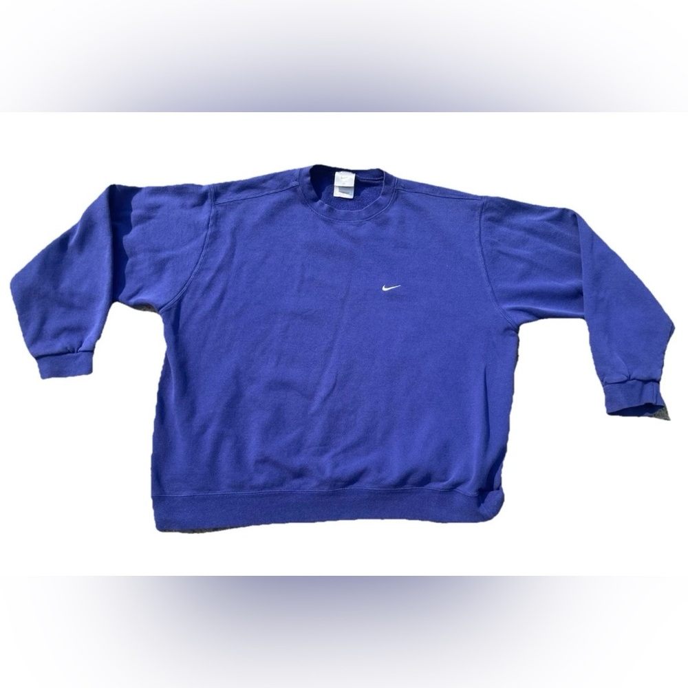 Vintage Y2K Nike chest swoosh blue crewneck sweatshirt size XXL grey tag